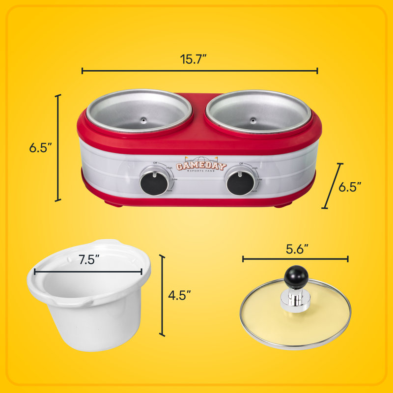 Red and White Stainless Steel Dual Section Slow Cooker