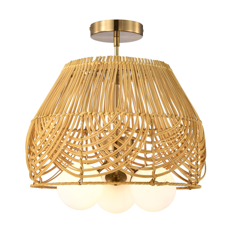 Rattan Semi Flush Mount