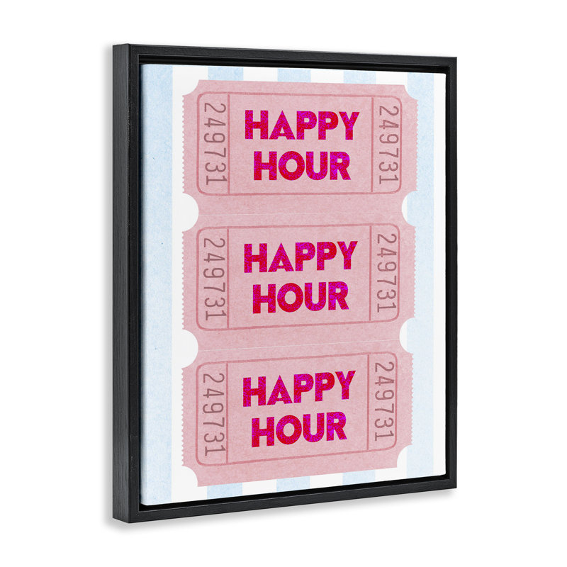 "Pink Happy Hour", art mural encadré flottant, par Lil 'Rue, H 31 po x l 25 po, Cadre flottant noir de jais