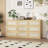 9-Drawer Dresser, 62.9"W × 31.9"H — White Oak Finish, Woven Cane Panels, Pull-Free Design, 12" Soft-Close Glides