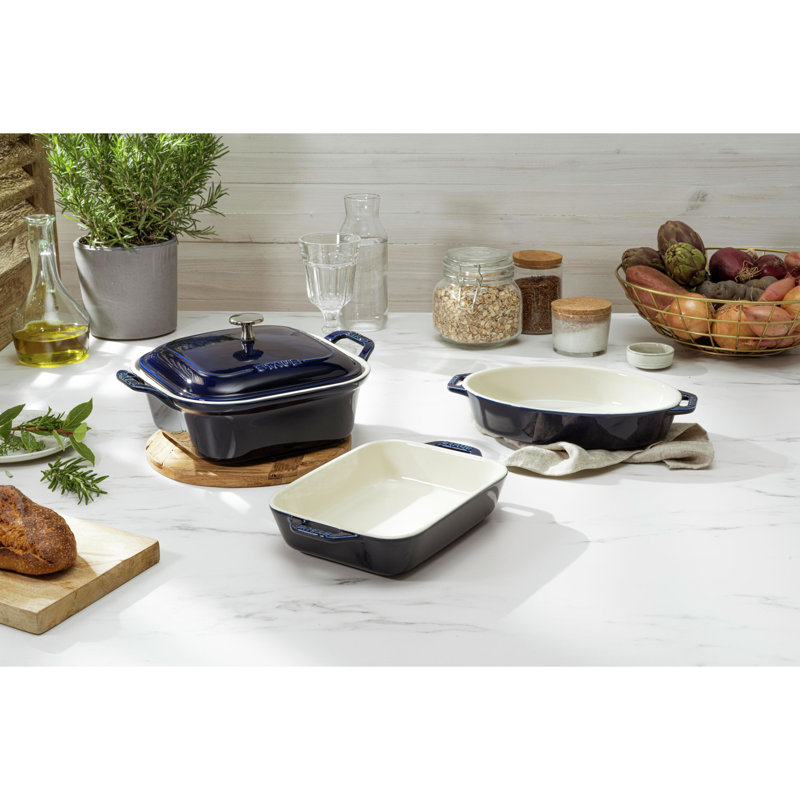 Staub Ceramics 4-piece Baking Dish Set, Dark Blue