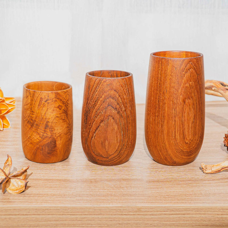 Ensemble de grandes tasses à thé en bois de teck, 1, 9,50 oz