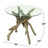 Brown Ivanelle Wood Handmade Tree Branch Side End Accent Table with Clear Glass Top