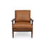 Fauteuil d'appoint carré en cuir véritable italien avec structure en bois de chêne massif, entièrement assemblé
