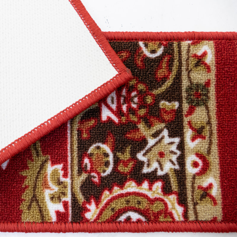 Tapis d'escalier oriental rouge Mahal, Rectangle 32 po x 10 po
