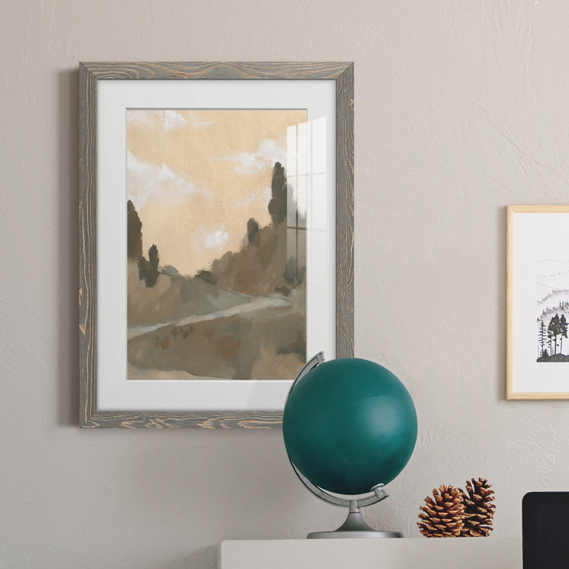 " Hillside Walking Path V " Painting Print, Light Gray Framed, 20" H x 17" W x 1" D