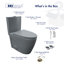 Toilette moderne une pièce à cuve allongée à double chasse 1,1 / 1,6 GPF en gris anthracite Reno (siège inclus)-97648760