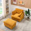 Velours côtelé 1 avec coussins - Polyvalent pour divers espaces Design rétro avec rembourrage en éponge Pieds en plastique 300 lb Capacité de soutien Balcon jaune, salon, cadre en bois massif rempli de chambre à coucher-1738838058