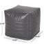 Pouf carré en similicuir gris - ou coussin de sol gracieux, 16 po x 16 po x 16 po, poids limité à 200 lb, décoratif, nettoyage des taches seulement, siège rembourré, capacité, article décoratif, propre, avec perles-1976456052