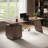 Modern Luxury Walnut Finish Desk With Storage Drawers And Built-In Power Outlets Home Office Study Workstation-1905998054