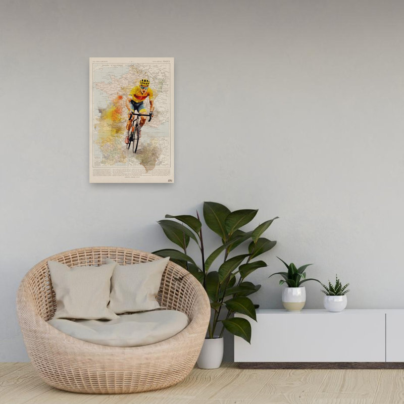 «Dynamic Cycling France Map», reproduction d'art murale rétro classique, 24" H x 16" W