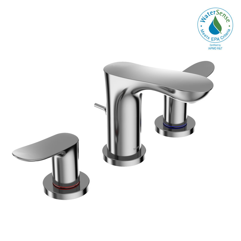 Double Handle Bathroom Faucet with Drain Assembly, Polished Chrome