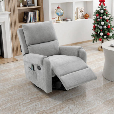 Chenille Upholstery Manual Massage Recliner Chair With Swivel Rocker Adjustable Positions Side Pocket