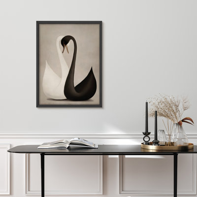 Art mural encadré de cygne, imprimé animalier minimaliste de style moderne pour la décoration de chambre à coucher ou de salon, s'adapte aux décors minimalistes et scandinaves