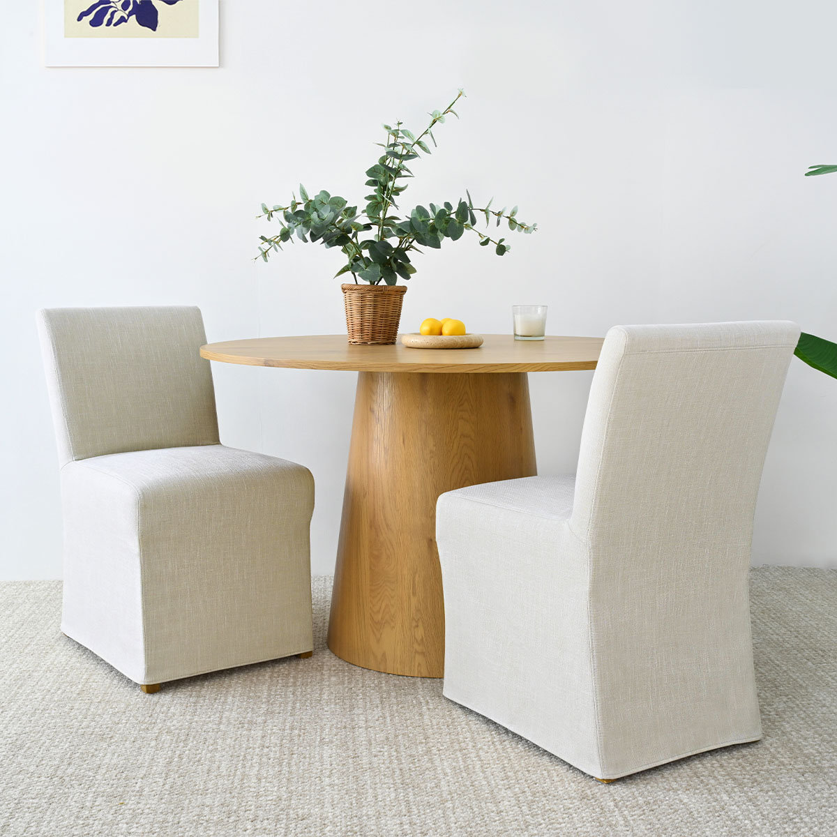 Ebern Designs Lussan 18.5" Seat Height Linen Fully Back Solid Wood Upholstered Side Chair & Reviews | Wayfair