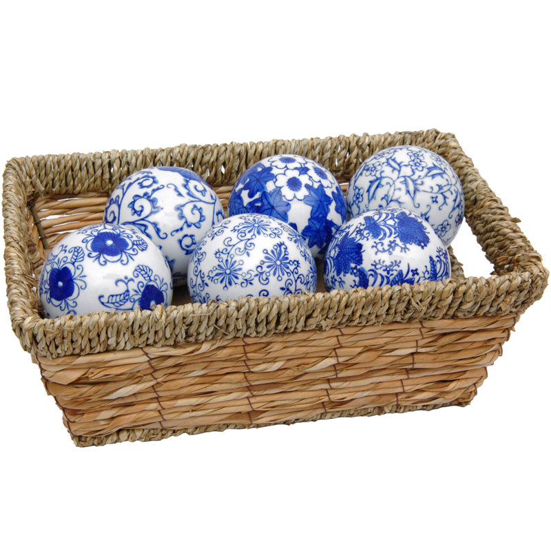 Farrell Decorative Ball Set, Blue Floral