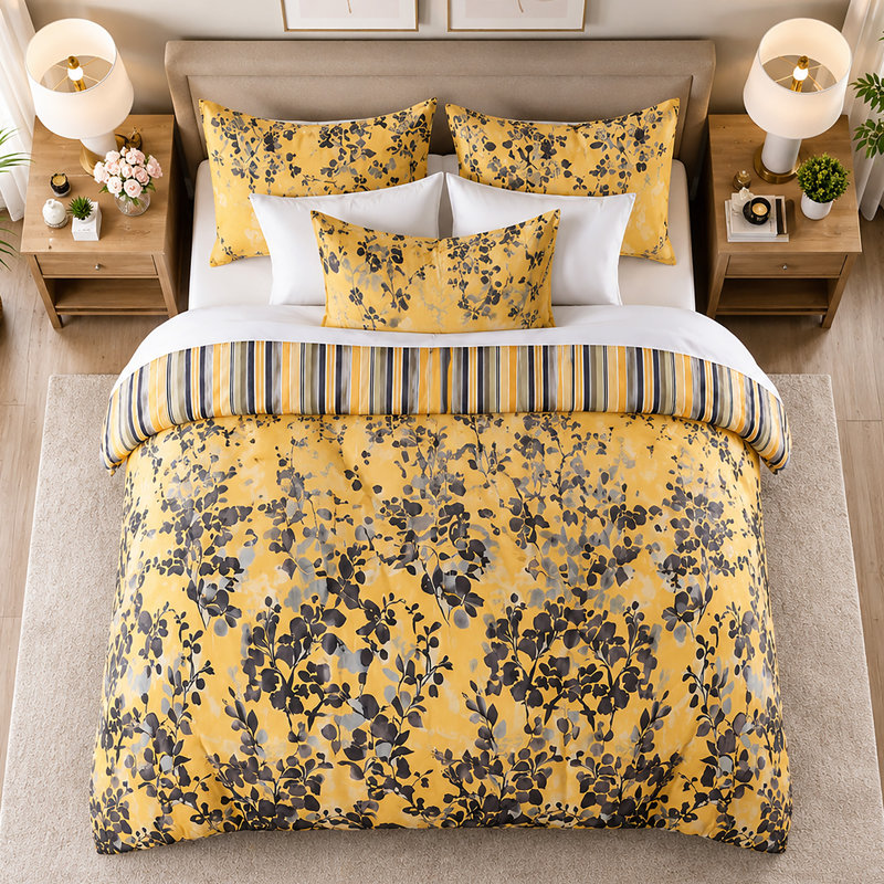 Microfiber Floral Duvet Cover Set, DOUBLE