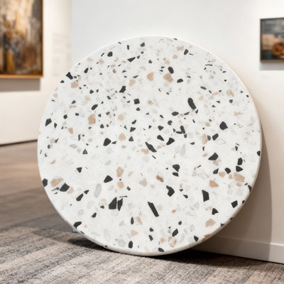 Plateau de table rond 24 po Terrazzo de qualité commerciale pour café, restaurant et petits espaces (plateau de table seulement)