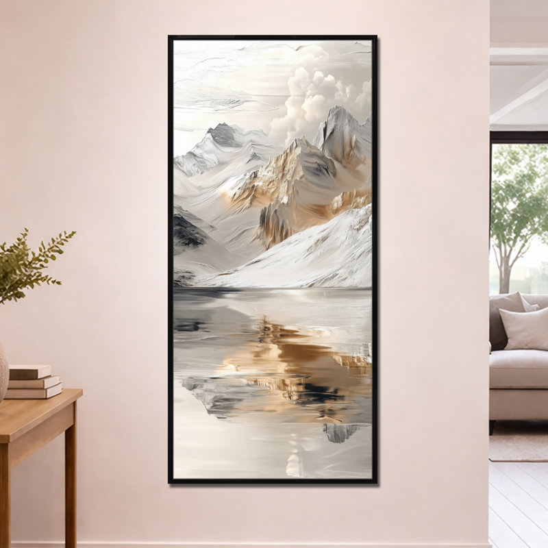 «White Gold Armiead I - Lake», reproduction d'art encadrée sur toile, H 60 po x l 28 po, Cadre flottant noir