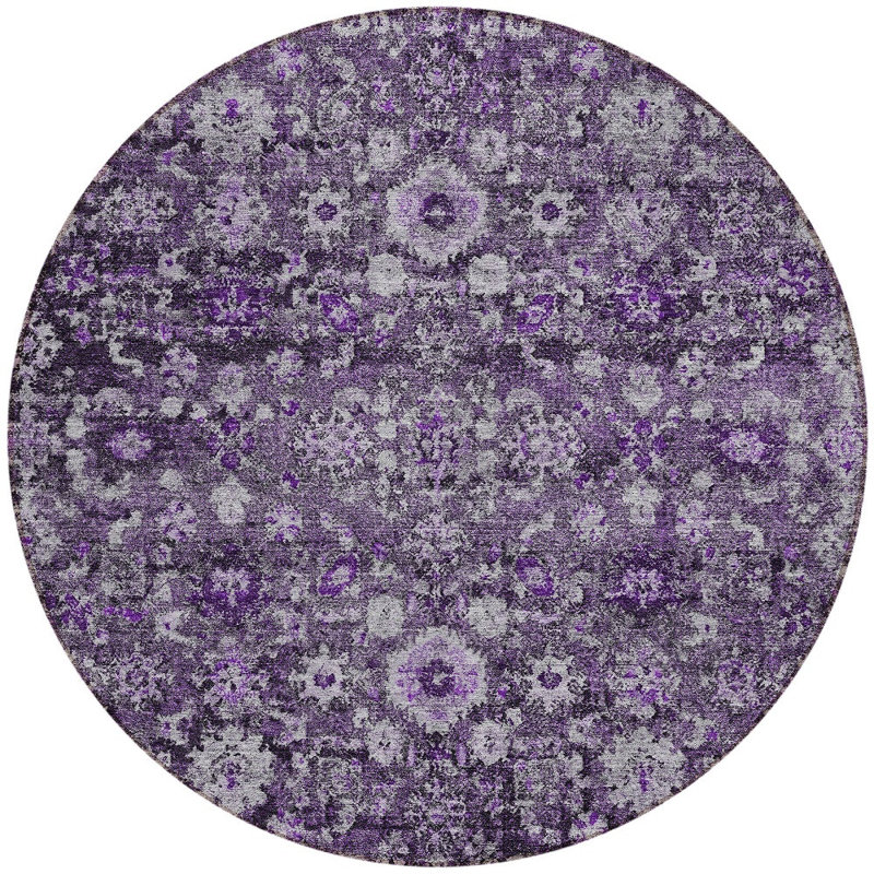 Tapis rond lavable oriental 8 'Lilac and Lavender