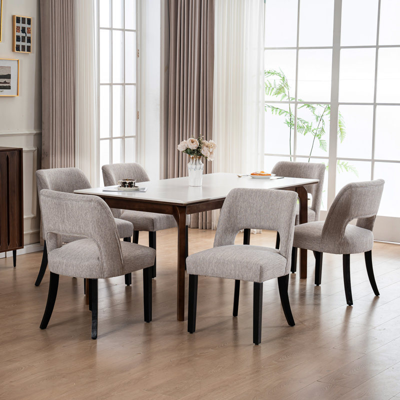 Isfried Upholstered Hollow Back Side Chair, 6, Gray