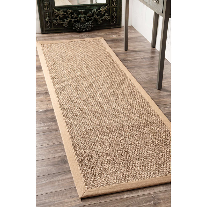 Angelica Solid Colour Bamboo Slat / Seagrass Area Rug, Runner 76 x 244cm