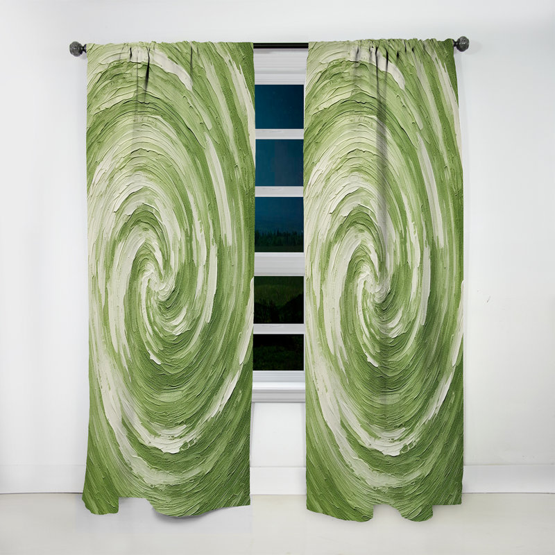 Rideau vert vert foncé Serene Spiral Dreams III - Rideau obscurcissant - 1 panneau, L 52 po x L 95 po