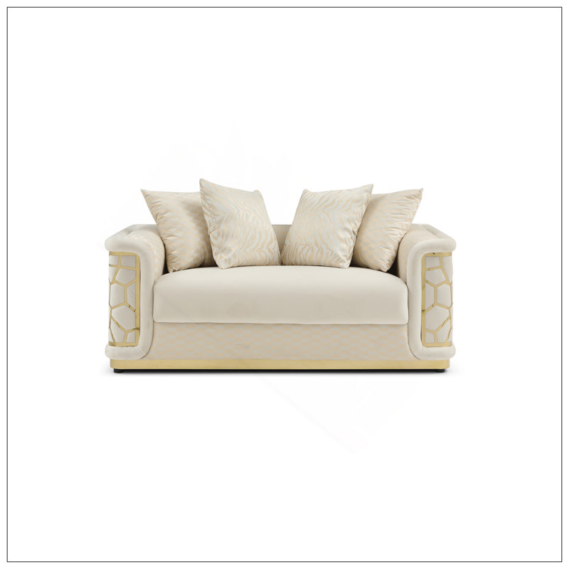 Causeuse ivoire avec design contemporain et structure en bois franc durable pour un confort et un style améliorés, Ivory