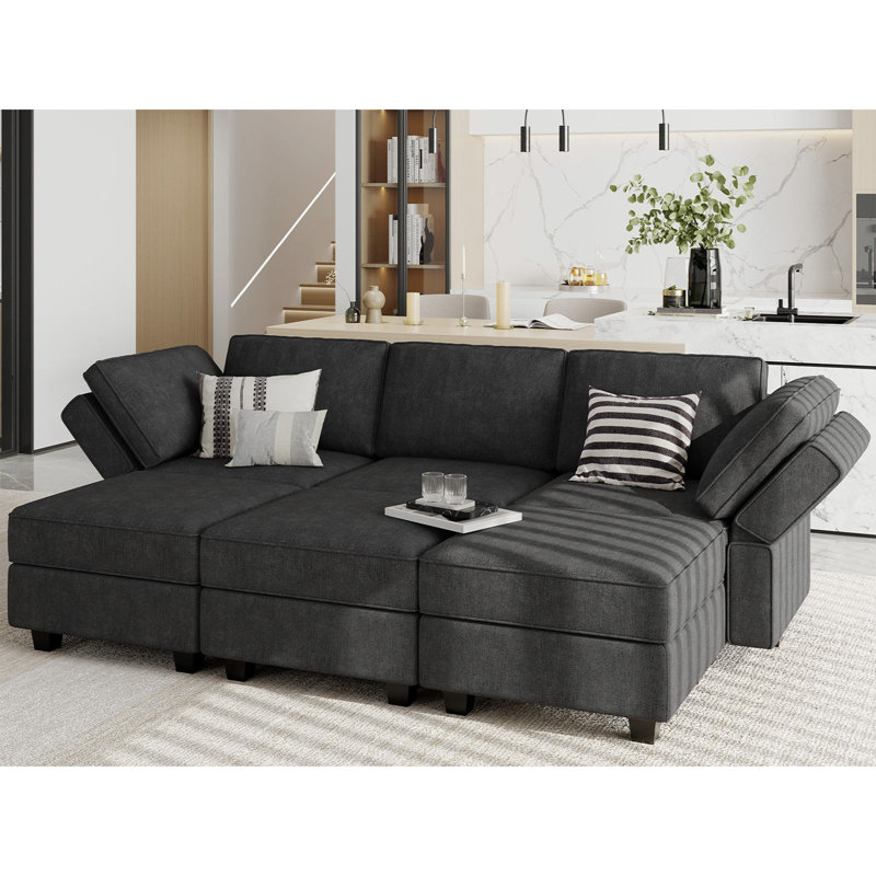 Canapé-lit modulaire Neemi Canapé-lit modulaire convertible Canapé-lit modulaire convertible, Mélange de polyester noir