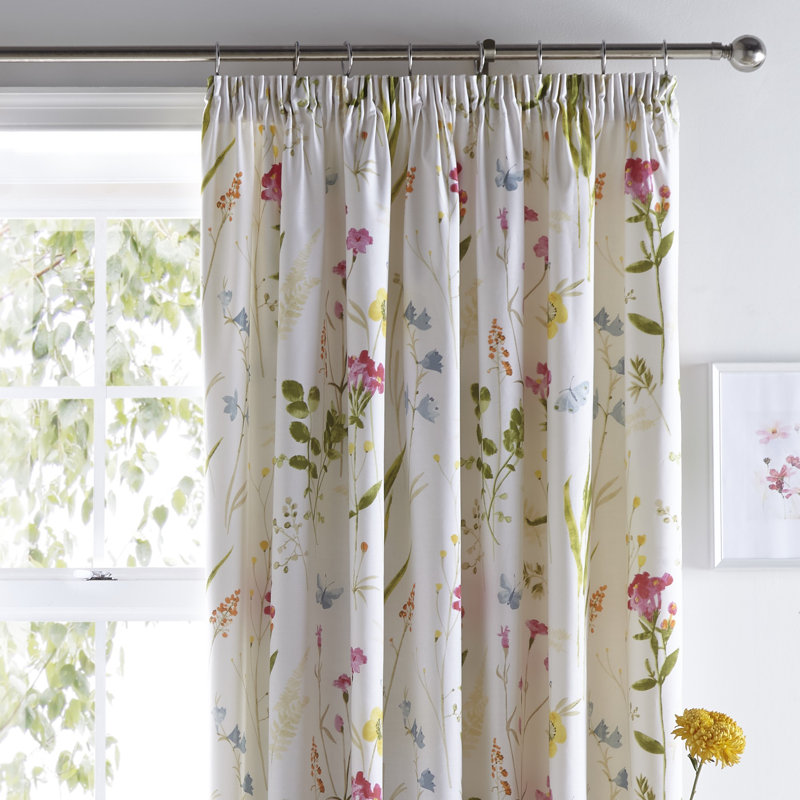 Spring Glade Semi Sheer Curtain Pair, White