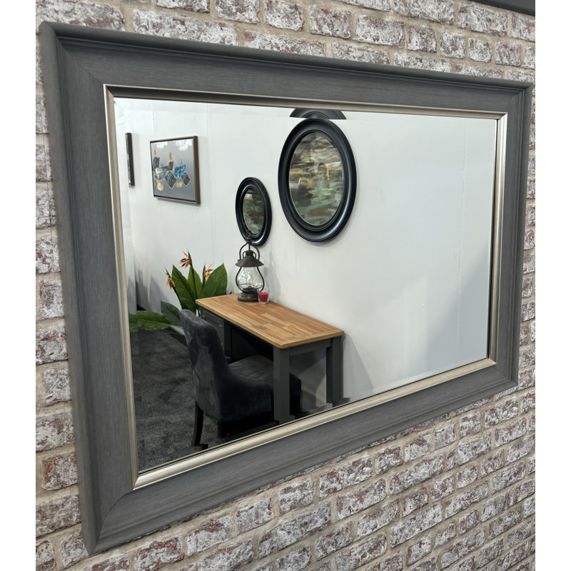 Panos Rectangle Mirror, 91.2cm x 65.8cm, Silver Black
