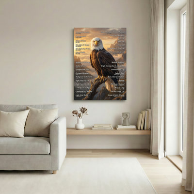 Bald Eagle With Biblical Titles Canvas Wrapped Wall Art Oil Painting Print Set Of 1