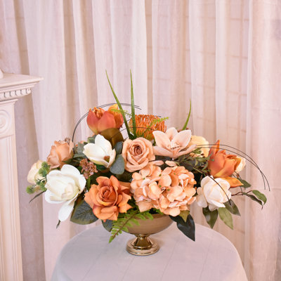 Rose Magnolia Silk Flower Centerpiece