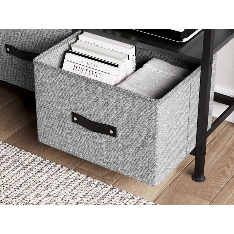 Tv Stand With 3 Fabric Drawers, Gray
