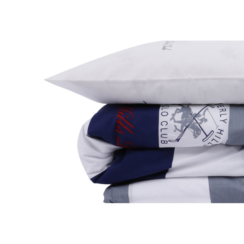 Ensemble de housse de couette 100% coton bleu / rouge / gris Waveside, Housse de couette simple + 1 taie d'oreiller 31 po