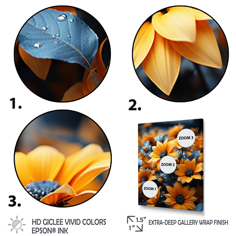 Tournesols jaunes de Davani II - impression, H 20 po x l 12 po x P 1 po, Cadre photo noir