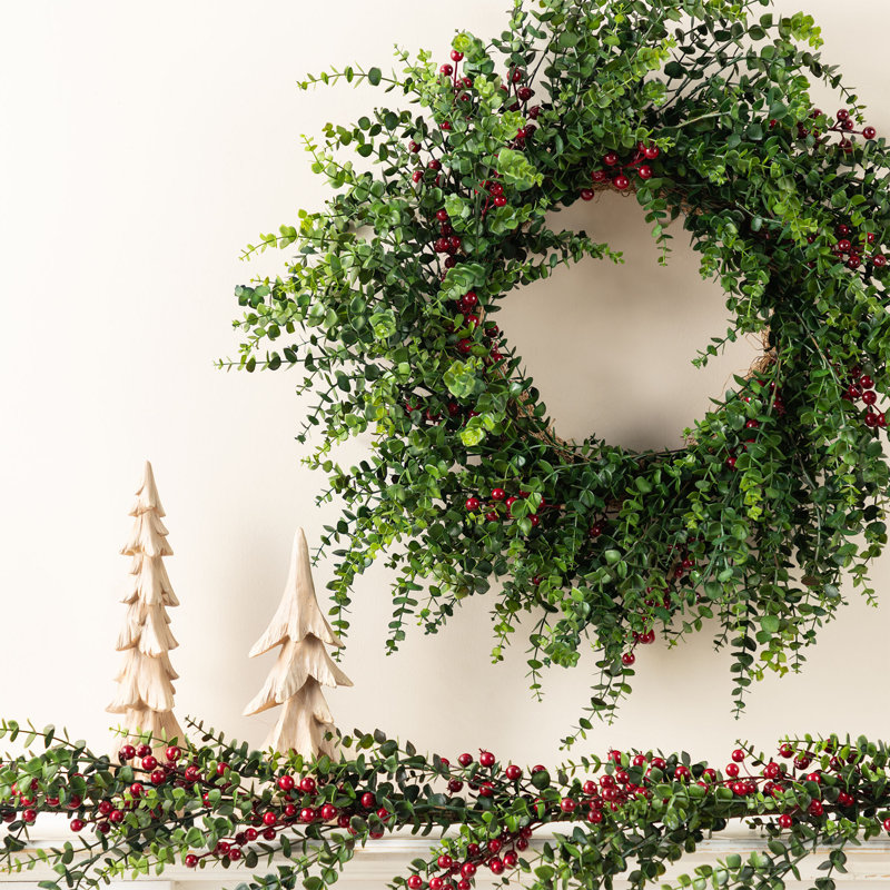 Couronne d'eucalyptus avec baies rouges Leyon
