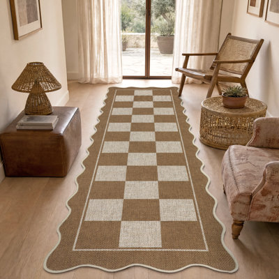 Tapis festonné à carreaux pour l'extérieur 