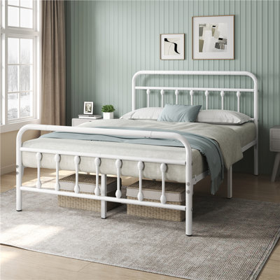 Metal Bed Frame with Vintage Headboard