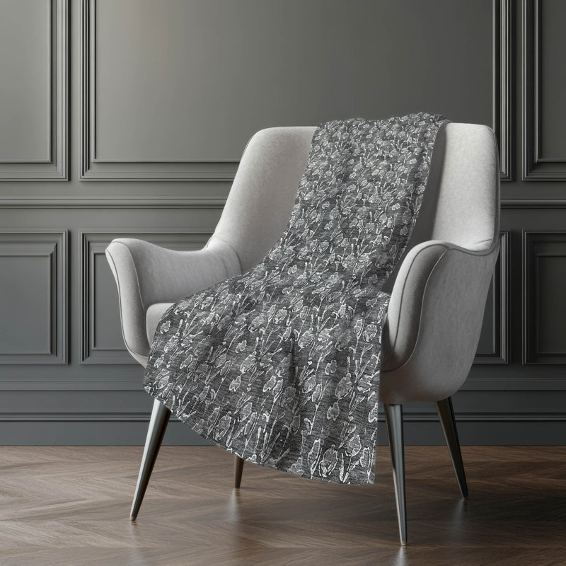 Jeté floral Sherpa ASB692 Addison, Gris