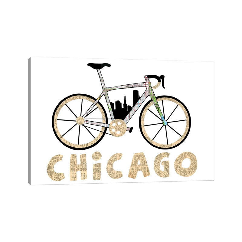 «Chicago Bike» par Paper Cutz, impression sur toile tendue, H 40 po x l 60 po x 1,5 po
