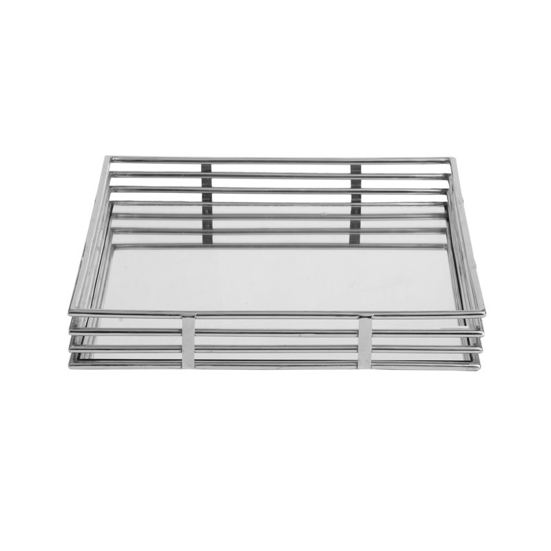 Woodbluff Metal Tray for Living Room & Dining Tabletop, Mirrored Tray for Decor, 6cm H x 35cm W x 35cm D