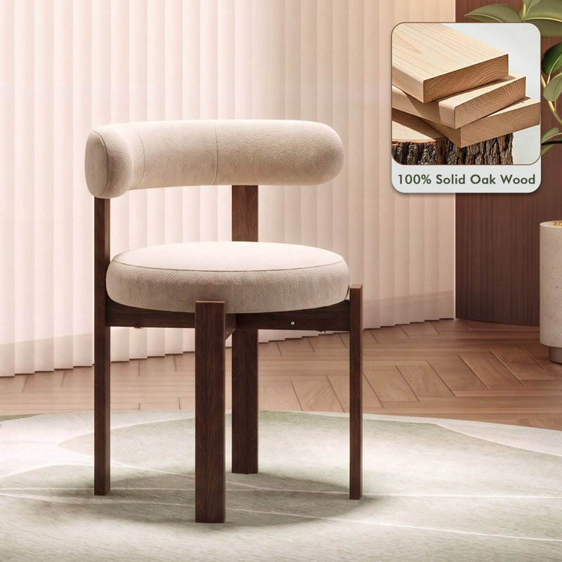 Chaise de salle à manger rembourrée avec pieds en bois massif (ensemble de 4), White