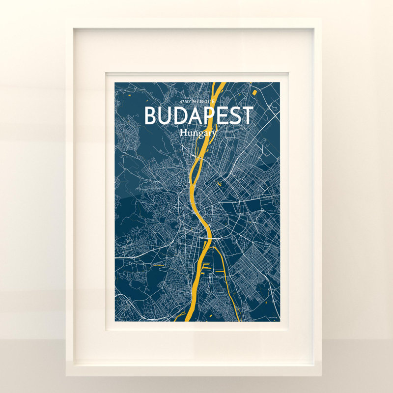 Budapest City Map In Amuse - No Frame Print, 24cm H x 18cm W x 0.05cm D