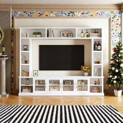 Entertainment Center With Adjustable Shelving For TVs Up To 80, Media Console & Bookcase Unit