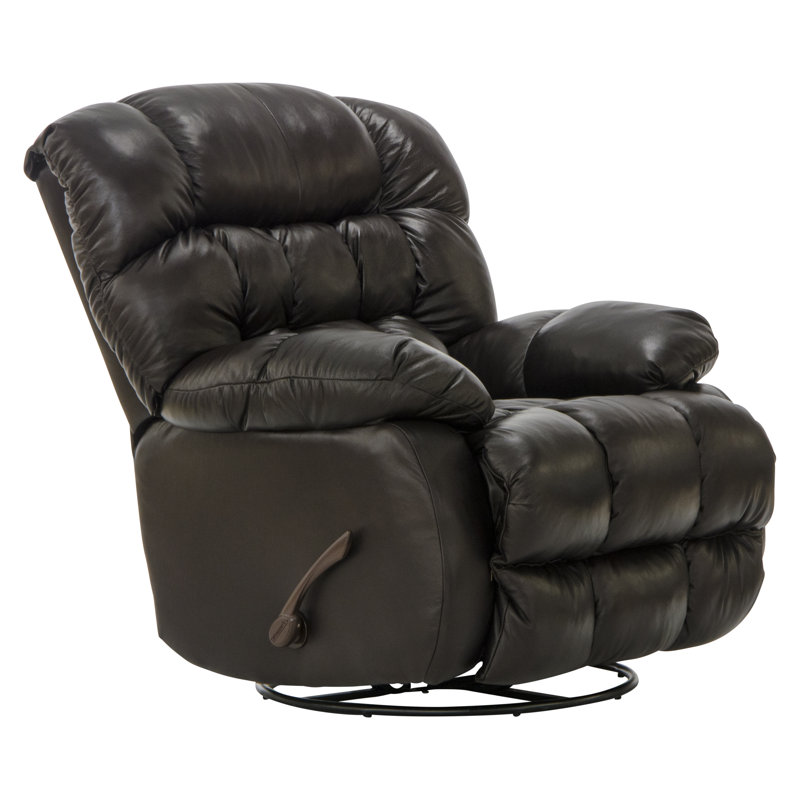 Fauteuil inclinable et pivotant en cuir italien, Similicuir brun