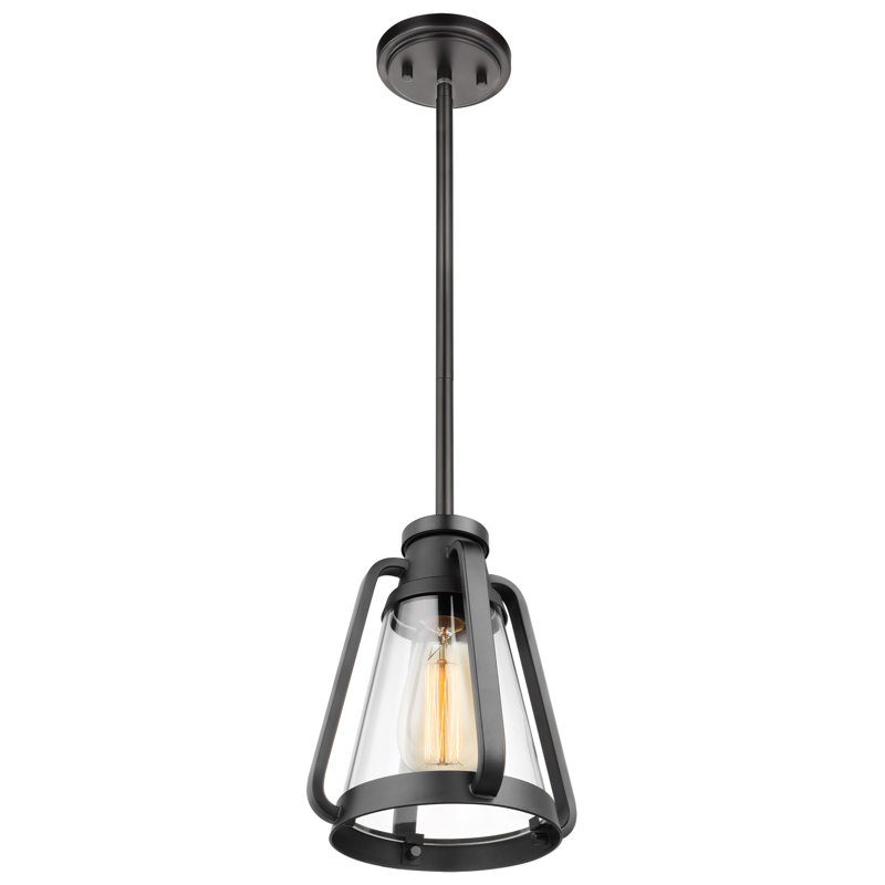 Luminaire suspendu conique à 1 lumière Iola, Noir mat, H 9 po x l 7,13 po x P 7,13 po