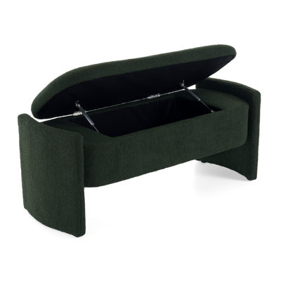 Elegant Long - Shaped Storage Ottoman Bench Of Boucle Material With Simple And Grand Design