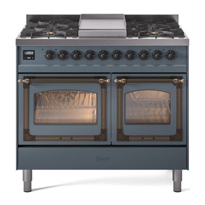 Cuisinière ILVE Nostalgie II Series 40 po à double combustible avec 6 brûleurs scellés (gaz naturel, porte vitrée)