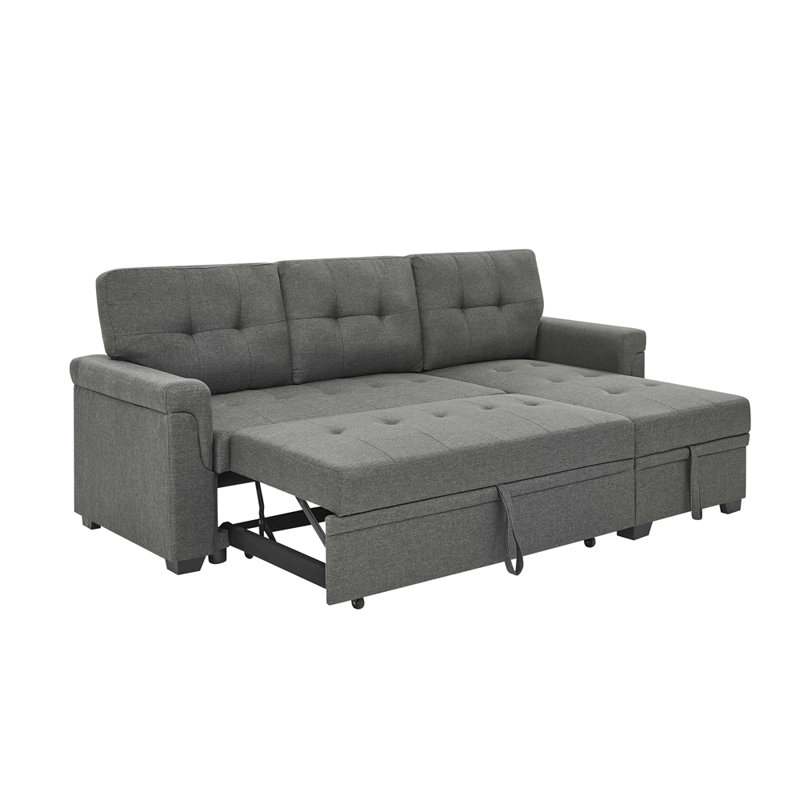 86'' Upholstered Pull-Out Sofa Bed, Gray